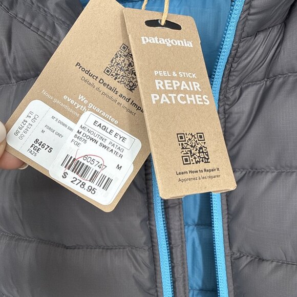 Patagonia Men's Size Medium Gray Down Sweater Insulated Puffer Jacket #84675 NWT - Picture 7 of 9